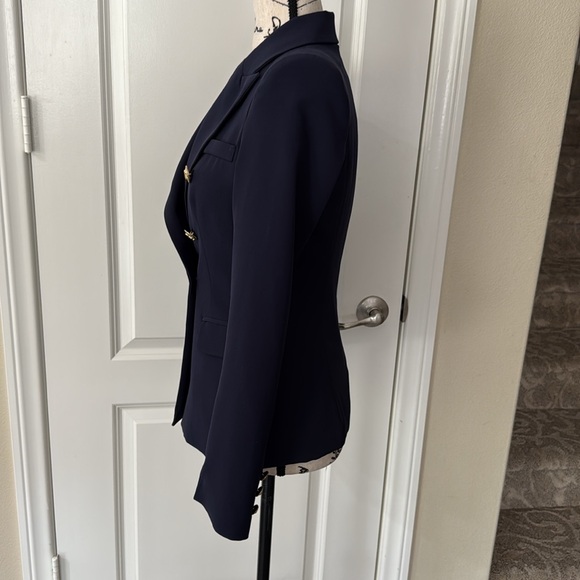 Attentif Paris Elegant Navy Double-Breasted Women's Blazer - Picture 4 of 11
